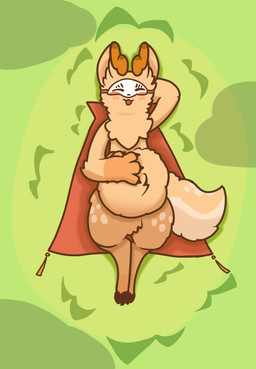 abdominal_bulge anthro lying male on_back vore bad_woolf4 fabulous_beasts sibuxiang_the_deer_(fabulous_beasts) absurd_res hi_res