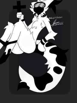 anthro male solo voidly voidlyvessel deer mammal 3:4 absurd_res hi_res monochrome