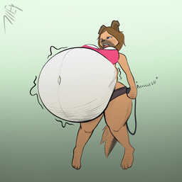 air_inflation anal_inflation anthro belly belly_expansion belly_inflation big_belly big_breasts bottomwear breasts clothed clothing expansion female fur hair hose hose_in_butt hose_inflation huge_belly hyper hyper_belly inflation inflation_bulb inflation_fetish motion_lines navel onomatopoeia open_mouth rumbling_stomach simple_background solo sound_effects tail text thick_thighs topwear alley_(artist) twist_(torqueempup) canid canine canis domestic_dog mammal 2025 colored digital_media_(artwork) hi_res