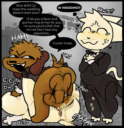 anthro big_penis bodily_fluids cuckold cum ejaculation female genital_fluids genitals group male micropenis penetration penis pounding_ass sex small_penis trio vaginal vaginal_penetration wedding pagu8 cj_(awakecore) 2026