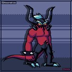 anthro fur genitals hair horn male muscular muscular_male nude red_body simple_background solo spikes bettyfox sega sonic_the_hedgehog_(series) the_deadly_six zavok zeti 1:1 2020 absurd_res digital_media_(artwork) hi_res pixel_(artwork)