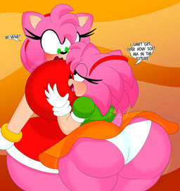 abstract_background accessory anthro big_breasts big_butt blush bottomwear bouncing_breasts bouncing_butt breast_focus breast_grab breast_jiggle breast_squish breasts bubble_butt butt butt_jiggle clothing curvy_figure dialogue dress duo exposed_ass eyelashes face_in_breasts female female/female fingers fur gloves green_eyes hair hair_accessory hairband hand_on_breast handwear hourglass_figure huge_breasts huge_butt jiggling miniskirt motion_lines multicolored_body multicolored_fur open_mouth panties pink_body pink_fur pink_hair self_love selfcest short_hair short_tail simple_background skirt small_waist smile square_crossover squish tail tail_motion tailwag tan_body tan_fur text thick_thighs thigh_jiggle tongue two_tone_body two_tone_fur underwear white_clothing white_gloves white_handwear white_panties white_underwear wide_hips young 3barts classic_sonic_(universe) sega sonic_the_hedgehog_(series) amy_rose classic_amy_rose eulipotyphlan european_hedgehog hedgehog mammal 2023 absurd_res digital_drawing_(artwork) digital_media_(artwork) english_text hi_res