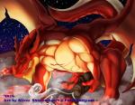 abs anthro biceps big_penis black_penis bodily_fluids claws cum cumshot ejaculation erection fog genital_fluids genitals horn humanoid_genitalia humanoid_penis king_of_the_fire_dragons lava male masturbation membrane_(anatomy) membranous_wings muscular muscular_anthro muscular_male night orgasm pecs penile penile_masturbation penis red_body red_scales scales solo tail teeth thick_penis toe_claws volcano wings silver_shadowheart fairy_tail mythology igneel_(fairy_tail) dragon mythological_creature mythological_scalie reptile scalie absurd_res hi_res