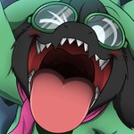 blush eyewear glasses holding_viewer imminent_vore looking_at_viewer male male_pred mouth_shot one_eye_closed open_mouth sharkdiariesda deltarune undertale_(series) ralsei bovid caprine darkner goat mammal 1:1