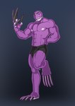 5_fingers bulge claws clothed clothing eyebrows fingers long_claws male muscular muscular_humanoid muscular_male nipples not_furry pawpads paws purple_body simple_background smile solo standing teeth topless underwear underwear_only longblueclaw humongous_entertainment putt-putt_(series) putt-putt_(character) humanoid 2017 digital_media_(artwork) hi_res