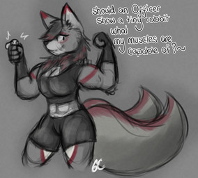 anthro dominant dominant_female duo exercise female male male/female micro military muscular science_fiction sport tomboy workout grandeclound bun_morozov canid canine fox lagomorph leporid mammal rabbit hi_res