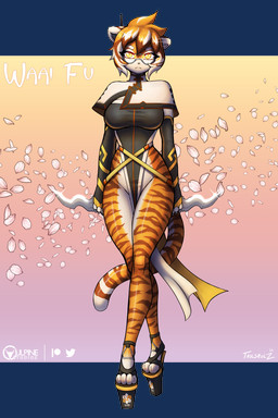 anthro asian_clothing big_breasts bottomless breasts cherry_blossom clothed clothing countershading curvy_figure dagger east_asian_clothing eyewear female flower footwear geta glasses gradient_background hourglass_figure japanese_clothing looking_at_viewer melee_weapon pelvic_curtain plant prunus_(flower) simple_background solo weapon conditional_dnp tailsrulz arknights hypergryph studio_montagne waai_fu_(arknights) felid mammal pantherine tiger 2022 2:3 alpha_channel hi_res