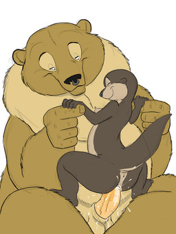 animal_genitalia anthro anus balls big_penis bodily_fluids breasts butt cruching cum cum_in_vagina cum_inside dominant duo erection eyes_closed female female_penetrated fingers from_front_position genital_fluids genitals hand_holding happy happy_sex interspecies larger_dom larger_male male male/female male_penetrating male_penetrating_female mastery_position nipples nude nude_anthro nude_female nude_male penetration penile penile_penetration penis penis_in_vagina rear_view sex sheath simple_background sitting size_difference size_play slightly_chubby smaller_female smaller_penetrated straddling stretched_vagina tail thick_penis tight_fit vaginal vaginal_fluids vaginal_penetration vulva white_background gajo bear mammal mustelid otter 3:4