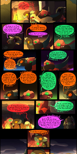 dialogue fantasy female feral fireplace hut inside male sunset text thepatchedragon dragonscape mythology forl_(thepatchedragon) hiker_(thepatchedragon) jat_(thepatchedragon) rara_(thepatchedragon) dinosaur dragon drekir mythological_creature mythological_scalie prehistoric_species reptile saurischian scalie theropod absurd_res comic english_text hi_res