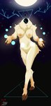 anthro breasts female light looking_at_viewer moon moonlight neon_lights night orbs pose raised_arm simple_background solo star white_body riddleheart scp_foundation scp-4971-nabla deer mammal absurd_res hi_res pinup