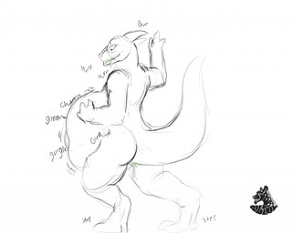 after_vore anthro bloated churn dialogue goo_in_ass groaning_belly horn male nude rumbling_stomach solo text vore nolow mythology dragon mythological_creature mythological_scalie scalie 2017 english_text sketch