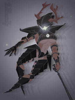 5_fingers afterimage anthro antlers armor breasts brown_body clothing codpiece elbow_pads female fingers floating gauntlets gloves glowing glowing_eyes handwear headgear helmet horn humanoid_hands knee_pads lens_flare long_horn melee_weapon navel scale_armor shoulder_pads simple_background solo sword unconvincing_armor under_boob weapon selfdestructking deltarune undertale_(series) dess_holiday roaring_knight deer mammal new_world_deer reindeer absurd_res colored_line_art digital_media_(artwork) hi_res