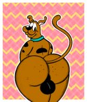 absurd_res anthro backsack balls big_balls big_butt black_balls black_eyes black_nose brown_body brown_fur butt canid canine canis collar collar_only domestic_dog freckled_butt freckles fur genitals great_dane hanna-barbera hi_res looking_at_butt looking_at_own_butt looking_back male mammal mastiff molosser nude presenting presenting_hindquarters rear_view scooby-doo scooby-doo_(series) shy solo tail thick_thighs veggieafterdark warner_brothers wide_hips