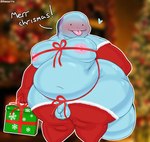 2023 anthro armwear axoarts balls bedroom_eyes big_butt black_eyes blue_body blue_tail blush blush_lines buddy_(axoarts) butt christmas christmas_gift christmas_tree clothing digital_media_(artwork) elbow_gloves english_text engrish generation_2_pokemon genitals gift gloves half-closed_eyes handwear happy heart_symbol hi_res holding_gift holding_object holidays huge_butt inside legwear male moobs multicolored_armwear multicolored_clothing multicolored_elbow_gloves multicolored_gloves multicolored_handwear multicolored_legwear multicolored_thigh_highs narrowed_eyes navel nintendo nipples obese obese_anthro obese_male overweight overweight_anthro overweight_male penis pink_nipples plant pokemon pokemon_(species) quagsire red_armwear red_clothing red_elbow_gloves red_gloves red_handwear red_legwear red_thigh_highs seductive small_balls small_penis solo tail text thick_thighs thigh_highs three-quarter_view tongue tongue_out tree two_tone_armwear two_tone_clothing two_tone_elbow_gloves two_tone_gloves two_tone_handwear two_tone_legwear two_tone_thigh_highs white_armwear white_clothing white_elbow_gloves white_gloves white_handwear white_legwear white_thigh_highs wrapped_up