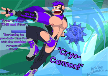 anthro blinking blowing_hair boots bouncing_bulge briefs clothing flowing_hair footwear forest fur hair ice incantation mace magic magic_circle magic_user male melee_weapon mohawk nipples pecs plant pose shoes solo topwear tree underwear vest weapon wind conditional_dnp notkastar ape chimpanzee haplorhine mammal pan_(genus) primate 2d_animation animated frame_by_frame high_framerate