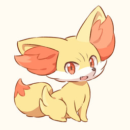 ambiguous_gender feral fur multicolored_tail open_mouth orange_eyes simple_background sitting solo tail yellow_body yellow_fur nekogyo122 nintendo pokemon fennekin generation_6_pokemon pokemon_(species) 1:1 hi_res