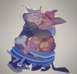 anthro blue_body blue_bottomwear blue_clothing blue_pants blue_scales blue_shirt blue_shorts blue_topwear bottomwear brown_body brown_bottomwear brown_clothing brown_fur brown_pants buckteeth clothed clothing ear_tuft fangs female feral fur green_clothing green_eyes green_sweater green_topwear green_vest grey_body grey_fur group group_hug hug hugging_another male pants pink_clothing pink_shirt pink_topwear scales shirt shorts sweater tail teeth topwear tuft vest whiskers osse1n disney zootopia gary_de'snake judy_hopps nibbles_maplestick nick_wilde pawbert_lynxley beaver canid canine felid feline fox lagomorph leporid lynx mammal pit_viper rabbit reptile rodent scalie snake viper 2025 digital_media_(artwork) hi_res