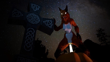 anthro cross female food fruit genitals holidays plant pumpkin solo vulva quiet-ala halloween canid canine fox mammal 16:9 3d_(artwork) 3d_animation animated digital_media_(artwork) widescreen