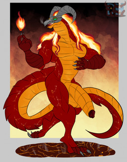 anthro anthrofied balls biceps big_balls big_muscles big_penis border claws detailed_background elemental_manipulation fire fire_manipulation flaming_hair genitals glans glowing glowing_mouth green_eyes green_sclera half-erect hand_on_chest horn huge_penis humanoid_genitalia humanoid_penis long_tail looking_at_viewer male multicolored_body muscular muscular_anthro muscular_male nude nude_anthro nude_male orange_balls orange_body orange_penis orange_tail pecs penis pseudo_hair red_body red_glans red_tail scuted_arms scuted_feet scutes smoke smoke_from_nose solo standing tail toe_claws triceps two_tone_body two_tone_tail daikuhiroshiama mythology nintendo ocarina_of_time the_legend_of_zelda volvagia dragon mythological_creature mythological_scalie scalie wingless_dragon 2026 digital_drawing_(artwork) digital_media_(artwork) hi_res watermark