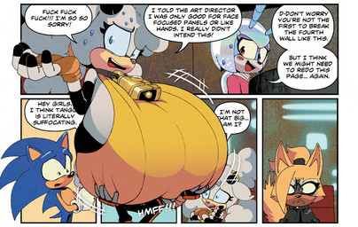 angry antennae_(anatomy) anthro big_breasts blue_body blue_eyes blue_fur bodily_fluids breaking_the_fourth_wall breast_envy breast_focus breasts clothed clothing cowbell embarrassed eyelashes female female_anthro female_focus fingerless_gloves fur gloves group handwear huge_breasts hyper hyper_breasts male male_anthro motion_lines nervous nervous_smile nervous_sweat open_mouth orange_clothing orange_gloves orange_handwear profanity red_nose sweat tail text white_body white_fur white_wool wool_(fur) tascom third-party_edit idw_publishing sega sonic_the_hedgehog_(comics) sonic_the_hedgehog_(idw) sonic_the_hedgehog_(series) lanolin_the_sheep_(sonic) bovid caprine mammal sheep 2026 comic english_text
