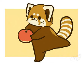 ambiguous_gender apple biped brown_body brown_fur chibi dot_eyes feral food fruit fur one_eye_closed plant simple_eyes sitting solo text wink shi_nominmin international_red_panda_day ailurid mammal red_panda 2020 4:3 animated japanese_text no_sound short_playtime video