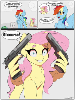 bad_trigger_discipline border cloud desert_eagle duo female feral group gun handgun open_mouth pistol ranged_weapon text weapon white_border winged_hands wings skitsroom friendship_is_magic hasbro my_little_pony mythology angel_(mlp) fluttershy_(mlp) rainbow_dash_(mlp) equid equine horse lagomorph leporid mammal mythological_creature mythological_equine pegasus pony rabbit reptile scalie turtle 2024 3:4 absurd_res digital_drawing_(artwork) digital_media_(artwork) english_text hi_res