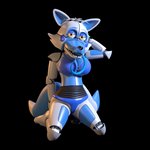 1:1 2020 2_tails 3d_(artwork) alpha_channel animatronic anthro bedroom_eyes big_breasts bikini bikini_top blue_body blue_clothing bluffy bodily_fluids breasts canid canine clothed clothing digital_media_(artwork) dipstick_tail fan_character featureless_crotch female five_nights_at_freddy's fox funtime_foxy_(fnaf) glowing glowing_eyes hand_on_head hi_res kristall_krit long_tongue machine mammal markings multi_tail multicolored_body multicolored_tail narrowed_eyes pseudo_clothing pseudo_hair robot saliva scottgames seductive simple_background solo swimwear tail tail_markings teeth tentacle_tongue tentacles tongue transparent_background whiskers white_body yellow_eyes