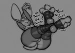 0r0ch1 butt clothing dialogue disney english_text feet female foot_fetish foot_focus fur genitals grey_background greyscale judy_hopps lagomorph legwear leporid looking_at_viewer mammal monochrome mostly_nude rabbit simple_background sitting smile solo talking_to_viewer text thick_thighs thigh_highs toeless_legwear toes zootopia