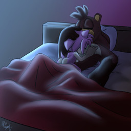 anthro balls bed bed_sheet bedding bedroom breasts brown_body butt canon_x_oc duo eyes_closed female furniture genitals hand_on_head male male/female night nude nude_female nude_male penis pillow pink_body sleeping tail tan_body tan_butt tan_skin vulva knightnight54 sega sonic_the_hedgehog_(series) amy_rose fan_character bear eulipotyphlan hedgehog mammal hi_res