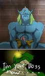 anthro blonde_hair blue_body duo erection genitals hair horn humanoid_pointy_ears long_hair male male/male muscular penis pointy_ears ryusuke573 asian_mythology east_asian_mythology japanese_mythology mythology yu_yu_hakusho jorge_saotome ryusuke_gomez crocodile crocodilian demon humanoid ogre oni reptile scalie yokai hi_res