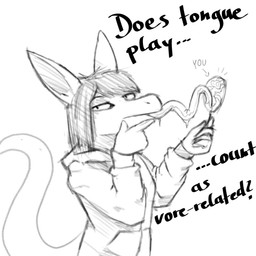 ambiguous_gender anthro clothed clothing duo female hair jacket licking licking_another long_tongue looking_at_viewer mouth_closed narrowed_eyes simple_background standing tail tongue tongue_out topwear unsigned conditional_dnp kiva~ species_request 1:1 absurd_res hi_res monochrome