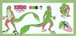 anthro black_markings cheek_tuft chest_tuft claws countershading eyes_closed facial_tuft feathers food fruit green_body green_feathers green_markings head_tuft long_tail male markings melon navel nude open_mouth orange_eyes pink_body pink_feathers plant pupils slit_pupils solo standing tail tail_feathers teeth tongue tuft watermelon cheercreativity kordo dinosaur dromaeosaurid prehistoric_species reptile scalie theropod velociraptor hi_res model_sheet multiple_images