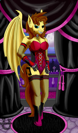 anthro bat_wings boots breasts cemetery cleavage clothed clothing curtains female fishnet_clothing footwear gloves handwear inside lace legwear membrane_(anatomy) membranous_wings moon shoes solo stockings window wings quakehoof hasbro my_little_pony fan_character bat_pony equid hybrid mammal vampire 2015 hi_res
