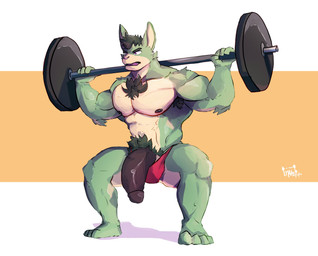 abs anthro armpit_hair barbell barbell_squats big_penis body_hair chest_hair clothed clothing exercise flaccid genitals hair male muscular muscular_anthro muscular_male nipples partially_clothed pecs penis pubes simple_background solo squats thick_penis underwear underwear_down weightlifting workout makowolf1 lagomorph leporid mammal rabbit 2020 hi_res