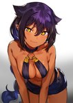 biped blush breasts clothed clothing female female_humanoid hair looking_at_viewer midriff navel pupils purple_hair simple_background skimpy slit_pupils smile solo yellow_eyes konbu_wakame jahy_sama_wa_kujikenai jahy animal_humanoid cat_humanoid felid felid_humanoid feline feline_humanoid humanoid mammal mammal_humanoid 2019 absurd_res hi_res