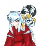 anthro blue_eyes claws clothed clothing cross duo female hair male white_hair yellow_eyes zeriara inuyasha inuyasha_(inuyasha) zeriara_(character) animal_humanoid canid canid_humanoid canine canine_humanoid dog_humanoid humanoid lemur mammal mammal_humanoid primate ring-tailed_lemur strepsirrhine 2003