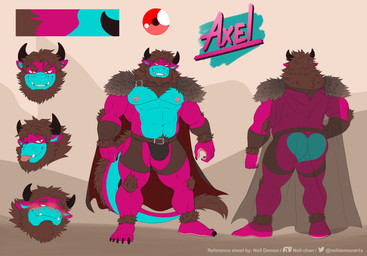 5_toes abs ankle_tuft anthro arm_tuft armor barazoku barefoot beard blush butt butt_heart cape chaps chest_tuft clothing elbow_tuft erection facial_hair feet leather leather_armor leather_clothing leg_tuft male mane muscular muscular_male nipple_outline nipples red_eyes solo tail tail_tuft text toes tuft unconvincing_armor nelldemon mythology axel_(lazydergenboi) dragon felid hybrid lion mammal mythological_creature mythological_scalie pantherine scalie absurd_res english_text hi_res model_sheet