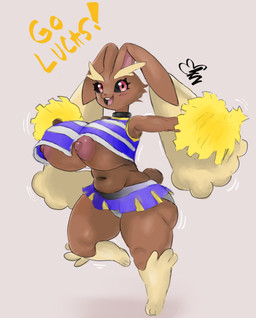 anthro anthrofied barely_visible_underwear belly big_breasts big_butt breasts butt cheering cheerleader cheerleader_outfit cheerleading_pose clothing curvy_figure female huge_breasts huge_butt nipple_slip nipples one_leg_up panties panty_peek panty_shot partially_visible_underwear pokemorph pose raised_leg slightly_chubby slightly_chubby_anthro slightly_chubby_female solo thick_thighs underwear wide_hips wiggle teztaz nintendo pokemon generation_4_pokemon lopunny pokemon_(species) absurd_res hi_res pinup