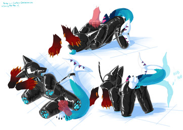 anthro bdsm bitchsuit bondage bondage_gear bound drone fish_tail gear latex lock locked male male/male paws petplay roleplay solo tail sanynebeystoll fish marine absurd_res hi_res