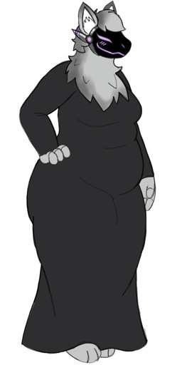 anthro big_butt breasts butt clothing dress female female_anthro fur hair machine medium_breasts pose screen screen_face simple_background solo thick_thighs white_background white_body white_fur hoosierman9911a mammal protogen 2024 digital_media_(artwork) hi_res sketch