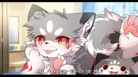anthro big_eyes blep duo fur grey_body grey_fur kemono looking_at_viewer male orange_eyes slim_anthro slim_male solo_focus tongue tongue_out white_body white_fur hlg7777 canid canine fox mammal 16:9 2021 hi_res widescreen