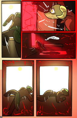 anthro clothed clothing female horn solo speech_bubble tail text yellow_eyes brradett lernie_(brradett) scalie absurd_res colored comic digital_media_(artwork) english_text hi_res