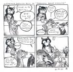 2017 4koma anne_barnetson base_two_layout bat black_nose canid canine canis comic customer_service_wolf dialogue english_text exclamation_point felid feral four_frame_image grid_layout group hi_res lagomorph leporid lizard mammal open_mouth question_mark rabbit reptile scalie snout speech_bubble teeth tegu teiid text traditional_media_(artwork) two_row_layout wolf