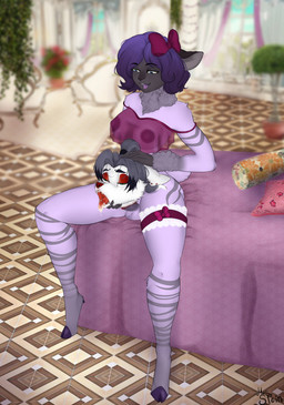 accessory anthro areola balls blood bodily_fluids bottomless bottomless_anthro bottomless_gynomorph bottomless_intersex bow_ribbon breasts clothed clothing corpse cum cum_on_tongue death decapitation duo erection fur genital_fluids genitals gore gore_focus gynomorph gynomorph_penetrating hair hair_accessory hair_bow hair_ribbon head_penetration holding_head hooves intersex intersex_penetrating necrophilia nipples open_mouth penetration penile penile_penetration penis ribbons severed_body_part severed_head sex sitting smile snuff spread_legs spreading tail tongue tongue_out topwear translucent translucent_clothing translucent_topwear mrs._stein bovid canid canine canis caprine mammal sheep wolf digital_media_(artwork) hi_res