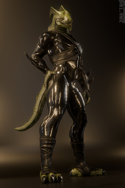 4_claws 4_toes 5_claws 5_fingers anthro arm_pouch armband armwear athletic athletic_anthro athletic_male bandage bandaged_leg belt belt_pouch bent_arm biped black_armband black_armwear black_clothing black_gloves black_handwear black_latex black_topwear claws clothed clothing dutch_angle empty_eyes feet finger_claws fingerless_gloves fingers footwear front_view gloves green_body green_scales green_tail grin grinning_at_viewer hand_on_hip hand_on_own_hip handwear latex latex_clothing latex_skinsuit leather leather_strap legwear looking_at_viewer male markings multicolored_body muscular muscular_anthro muscular_male narrowed_eyes orange_eyes scales sharp_teeth simple_background skinsuit smile smiling_at_viewer socks solo spikes spikes_(anatomy) spots spotted_body spotted_scales standing stirrup_legwear stirrup_socks straps tail tail_ridge teeth thick_thighs tight_clothing toe_claws toes topwear torn_clothing torn_topwear junatah epic_games fortnite mythology hybrid_(fortnite) dragon lizard mammal mythological_creature mythological_scalie reptile scalie wingless_dragon 2026 2:3 3d_(artwork) absurd_res blender_(artwork) digital_media_(artwork) full-length_portrait hi_res portrait watermark