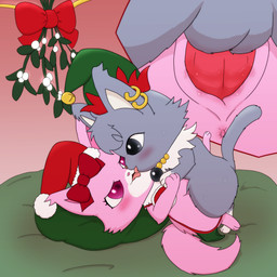anthro anus balls blush bodily_fluids bra chibi christmas_clothing christmas_headwear christmas_lingerie clothing clothing_aside cutaway duo ear_piercing elf_hat erection female female_penetrated fluffy fluffy_tail fur genital_fluids genitals grey_body grey_eyes grey_fur hat headgear headwear holidays jewelry lingerie male male/female male_penetrating male_penetrating_female necklace panties panties_aside penetration penile penile_penetration penis penis_in_vagina piercing pink_body pink_eyes pink_fur santa_hat sex tail underwear underwear_aside vaginal vaginal_fluids vaginal_penetration vulva wide_hips improbable_(artist) christmas jewelpet sanrio sega sega_fave dian_(jewelpet) garnet_(jewelpet) domestic_cat felid feline felis maine_coon mammal persian_cat 1:1 hi_res