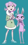 alternate_species anthro bracelet duo female gem hair humanized jewelry necklace pearl_(gem) pearl_necklace pink_body pink_hair c2ndy2c1d cartoon_network courage_the_cowardly_dog bunny_(courage_the_cowardly_dog) human lagomorph leporid mammal rabbit 2014 hi_res