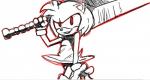 anthro big_eyes clothing dress female melee_weapon red_eyes smile solo sword thin_thighs toony weapon smekbo sega sonic_the_hedgehog_(series) amy_rose eulipotyphlan hedgehog mammal 2016 black_and_white_and_red hi_res