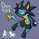 ambiguous_gender anthro black_body black_fur blue_body blue_fur fur red_eyes solo spikes tail pizaru-chu raokurai nintendo pokemon generation_4_pokemon hybrid lucario luxray pokemon_(species)