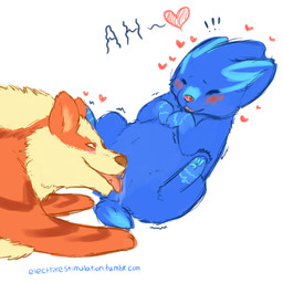 2013 <3 age_difference arcanine blush canine cute duo electrike electrikedeathstrike eyes_closed female feral fur happy happy_sex hindpaw licking lying male mammal nintendo on_back oral oral_sex orange_fur orgasm paws pokémon sex size_difference straight tongue trembling video_games wet
Rating: Explicit
Score: 4
User: HerpyDragon
Date: January 30, 2014